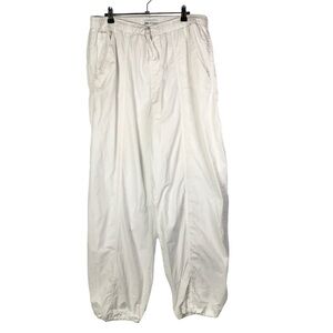 Zara White Baggy Tapered Leg High Rise Pull On Pants XL